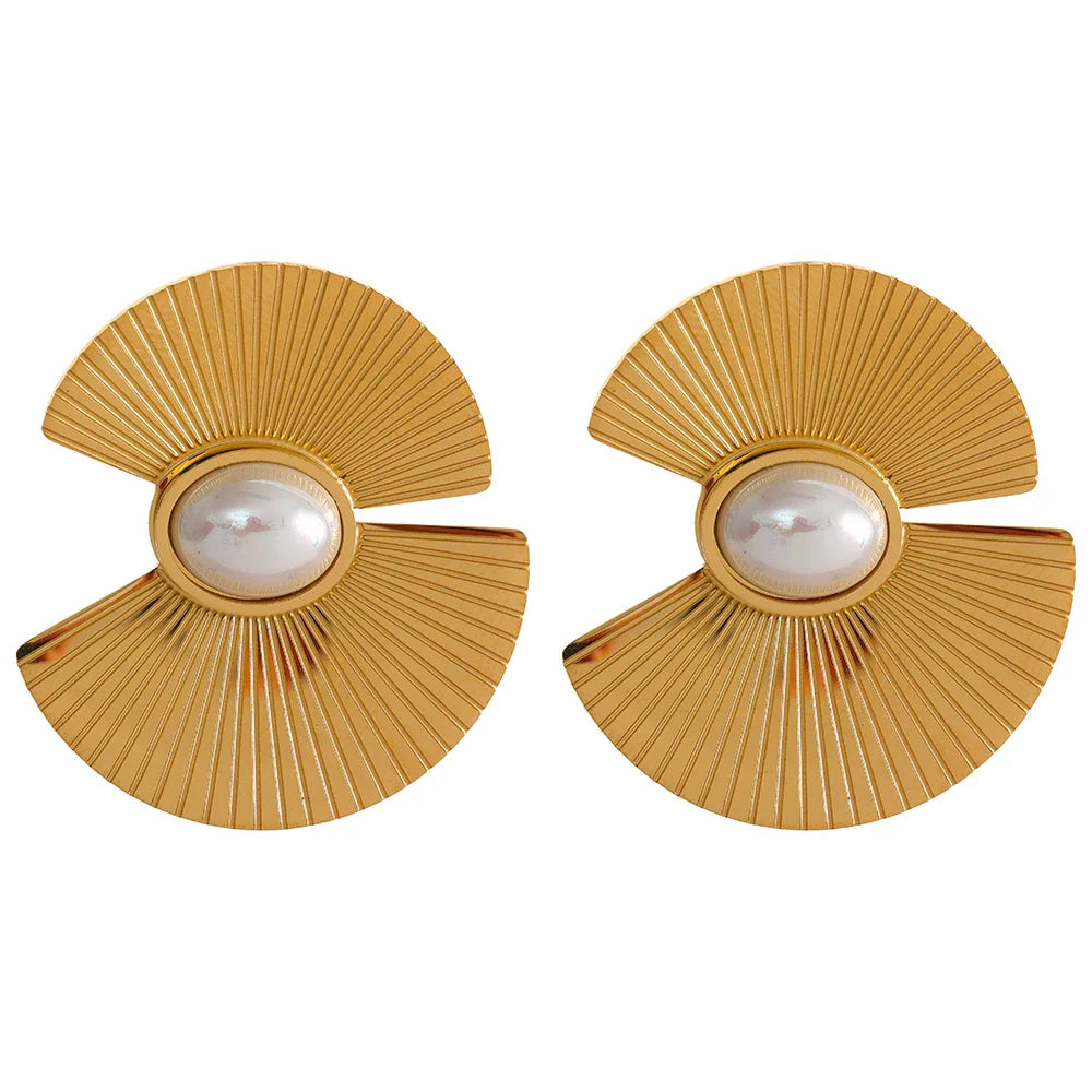 18k Gold-Plated Flower and Pearl Earrings