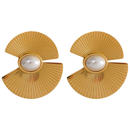 18k Gold-Plated Flower and Pearl Earrings