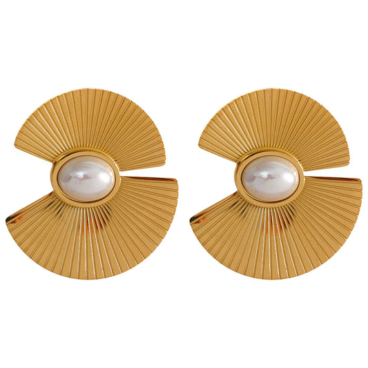 18k Gold-Plated Flower and Pearl Earrings