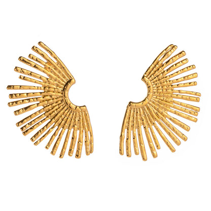 18k Gold-Plated Irregular Line Half-Hoop Earrings