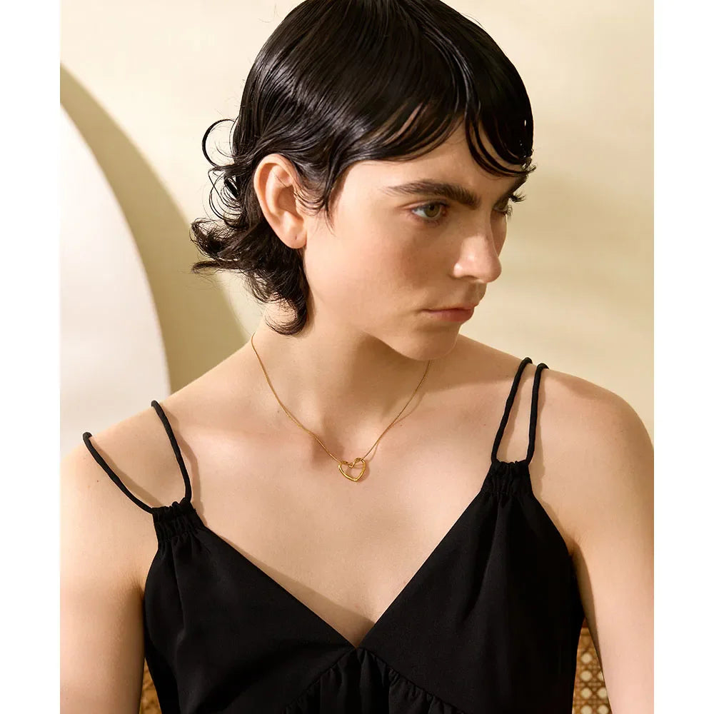 18k Gold-Plated Open Heart Necklace