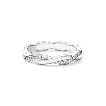 925 Sterling Silver Twist Zirconia Ring