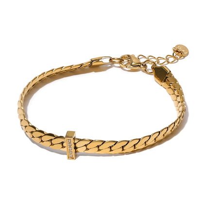 18k Gold-Plated Cuban Link Bracelet with Zirconia