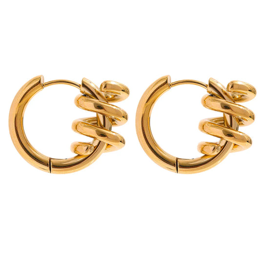 18k Gold-Plated Spiral Spring Hoop Earrings