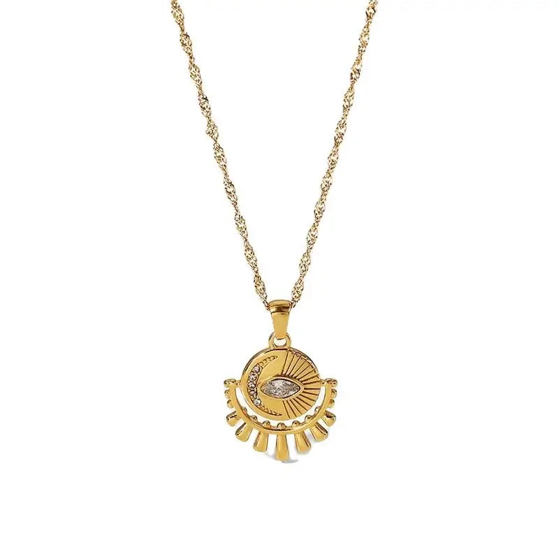 18k Gold-Plated Evil Eye Pendant Necklace