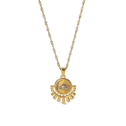 18k Gold-Plated Evil Eye Pendant Necklace
