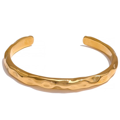 Adjustable 18k Gold Plated Rustic Minimalist Bangle