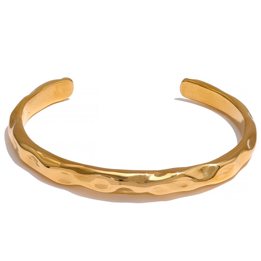 Adjustable 18k Gold Plated Rustic Minimalist Bangle