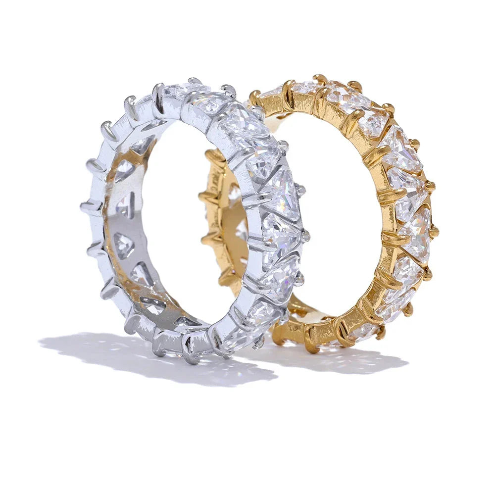 18k Gold-Plated Pavé Zirconia Heart Ring