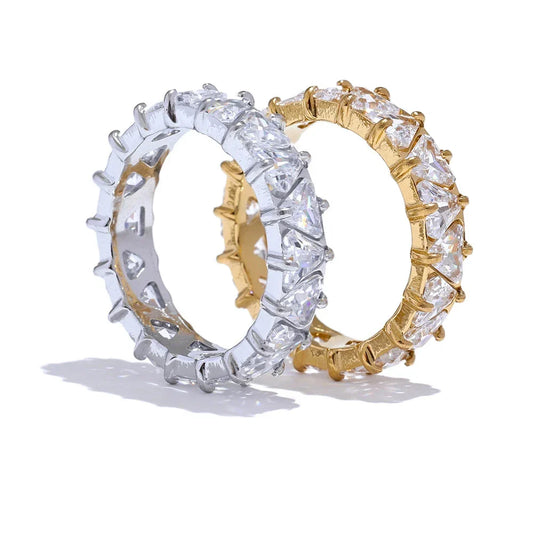 18k Gold-Plated Pavé Zirconia Heart Ring