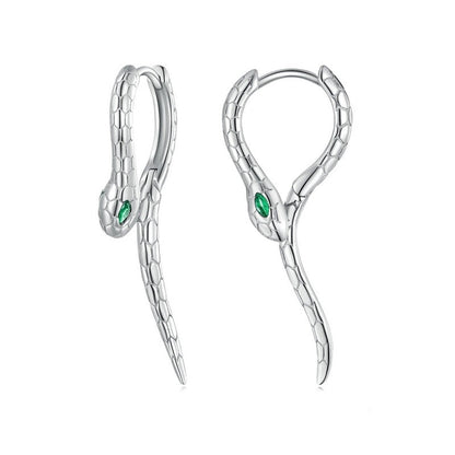 925 Sterling Silver Green Zirconia Serpent Earrings