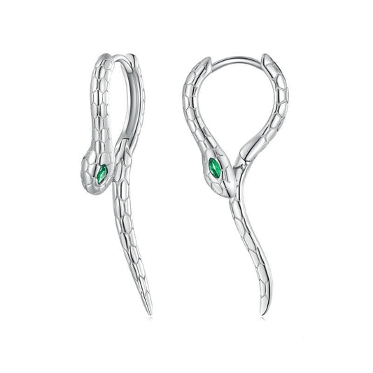 925 Sterling Silver Green Zirconia Serpent Earrings