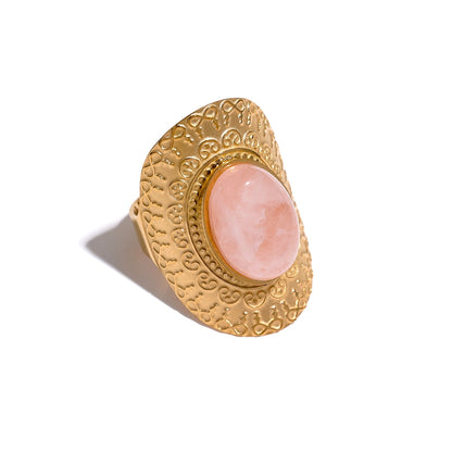 18k Gold Plated Adjustable Hyperbolic Ring with Natural Stones