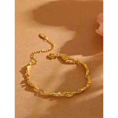 18k Gold-Plated Cracked Stone Texture Bracelet