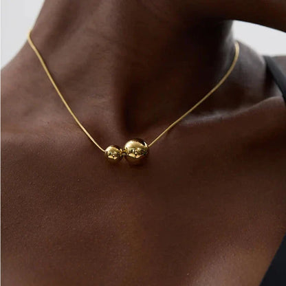 18k Gold-Plated Minimalist Double Sphere Necklace