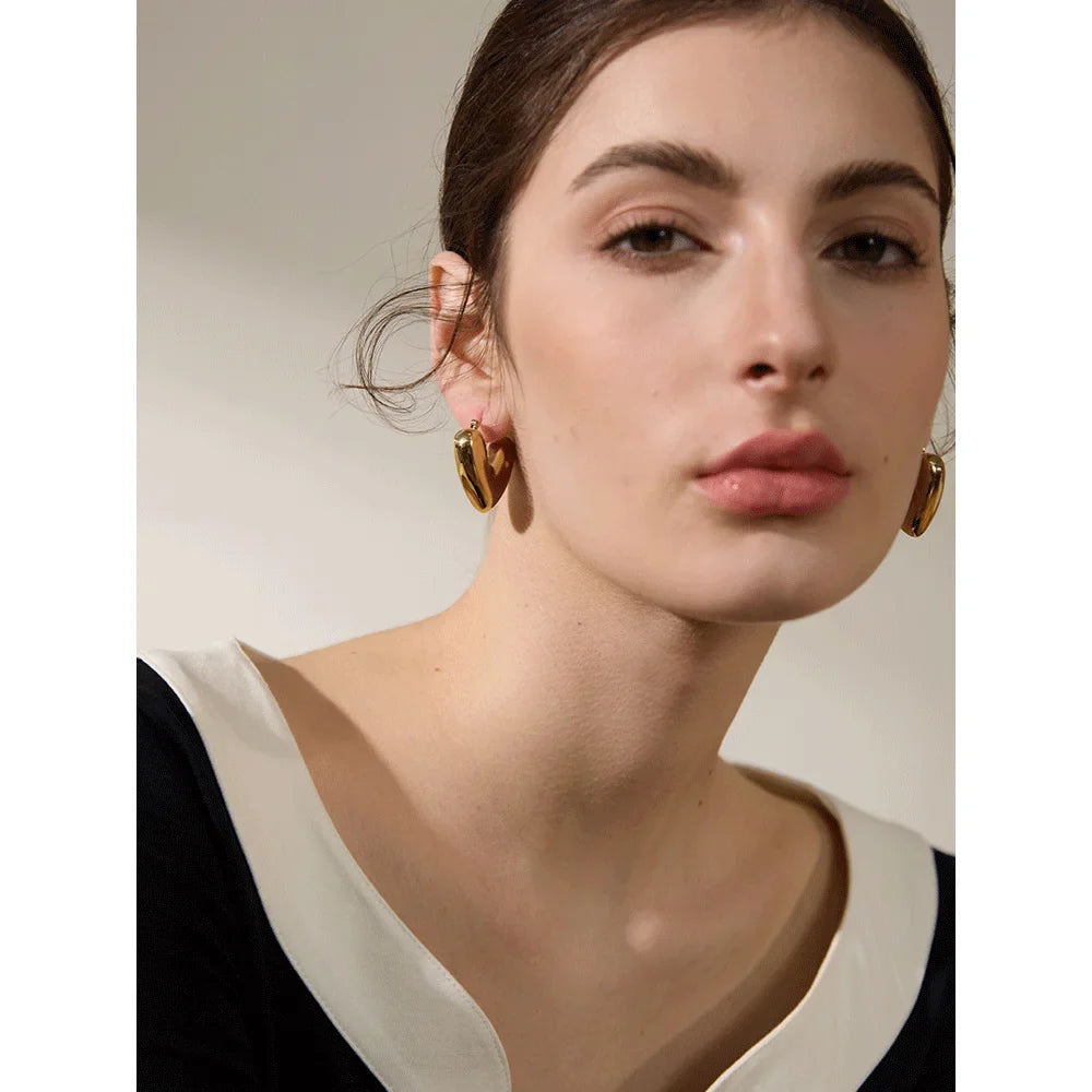 18k Gold-Plated Large Heart Earrings