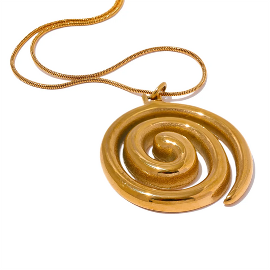 18k Gold-Plated Spiral Pendant Necklace