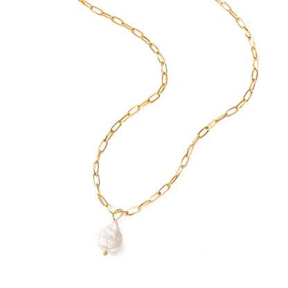 18k Gold-Plated Natural Pearl Minimalist Chain Necklace