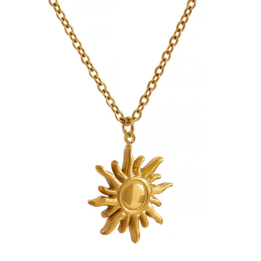 18k Gold-Plated Ancestral Sun Pendant Necklace