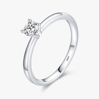 925 Sterling Silver Classic Solitaire Zirconia Ring