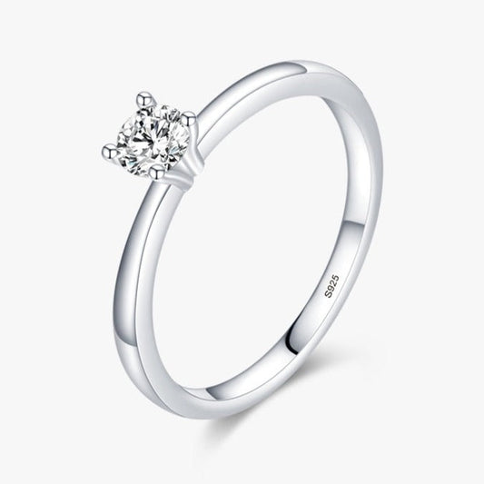 925 Sterling Silver Classic Solitaire Zirconia Ring