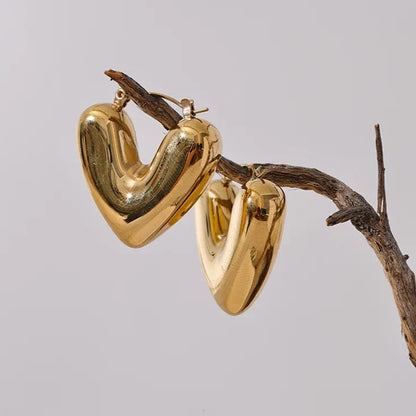 18k Gold-Plated Large Heart Earrings