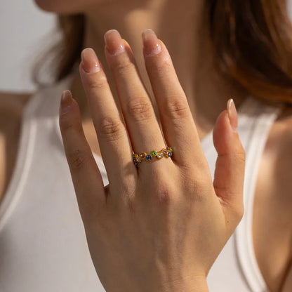 18k Gold-Plated Adjustable Interlaced Spheres Ring