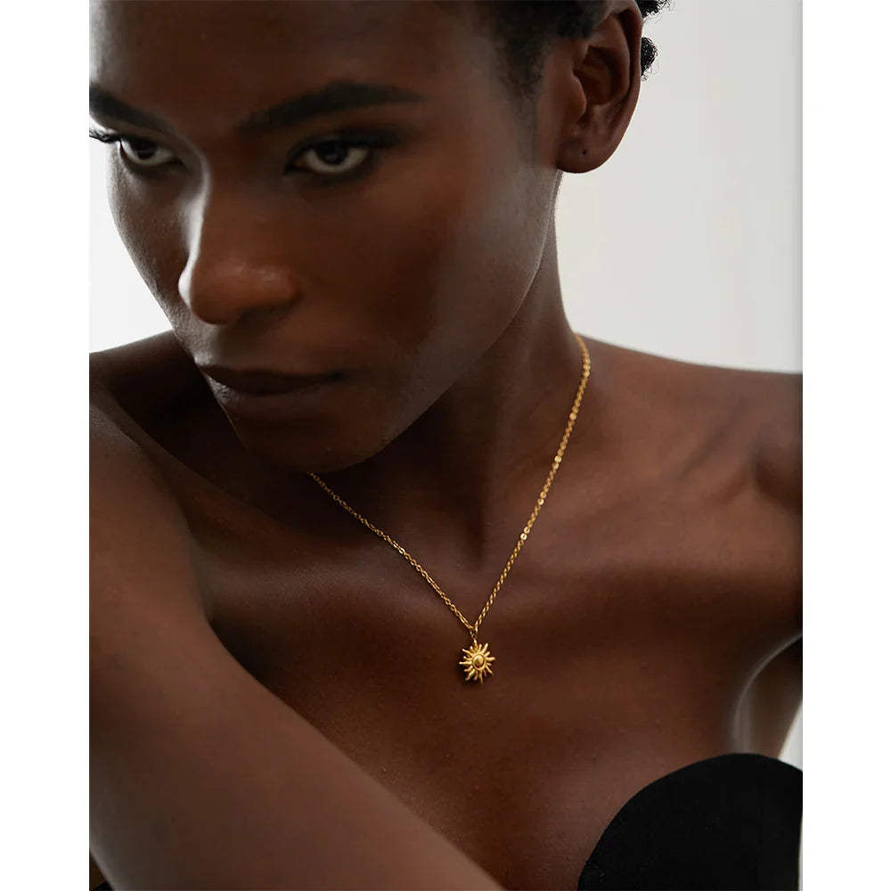 18k Gold-Plated Ancestral Sun Pendant Necklace