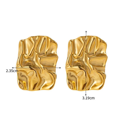 18k Gold-Plated Textured Square Earrings