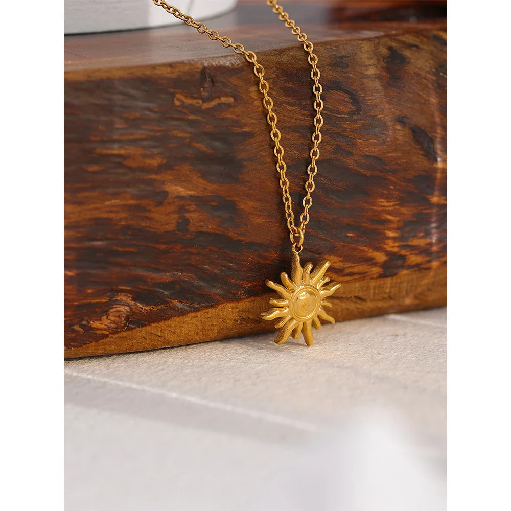 18k Gold-Plated Ancestral Sun Pendant Necklace