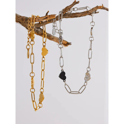 18k Gold-Plated Heart Link Chain Bracelet
