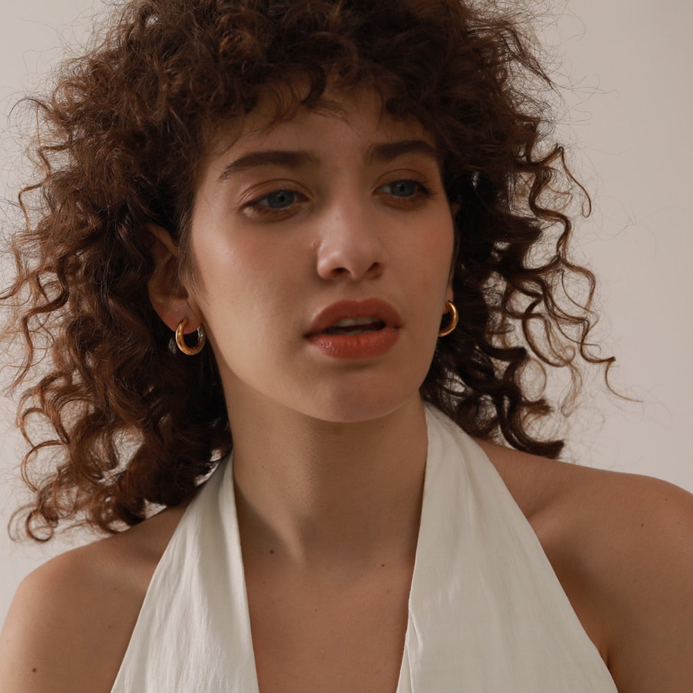 Geometric Round Earrings in 18k Gold Plated