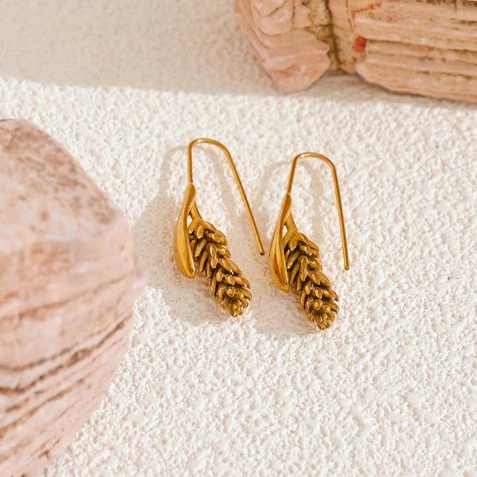 18k Gold-Plated Wheat Drop Earrings