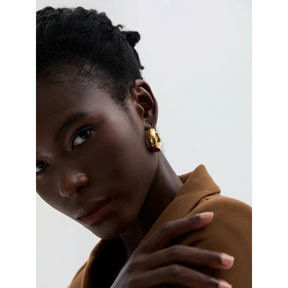 18k Gold-Plated Thick Minimalist Hoop Earrings