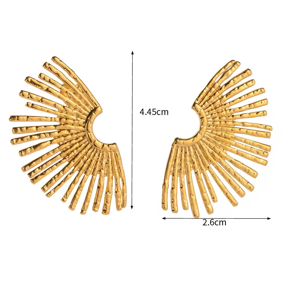 18k Gold-Plated Irregular Line Half-Hoop Earrings