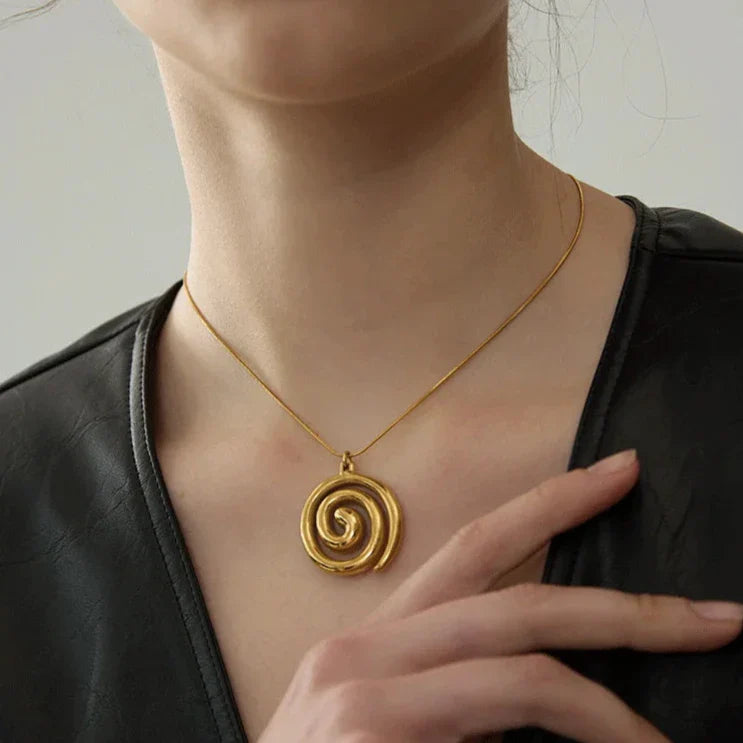 18k Gold-Plated Spiral Pendant Necklace