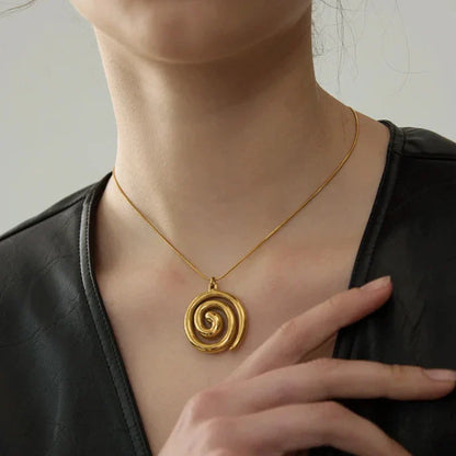 18k Gold-Plated Spiral Pendant Necklace