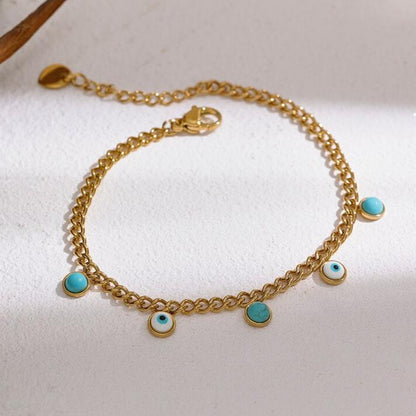 18k Gold Plated Bracelet – Evil Eye with Turquoise Stone