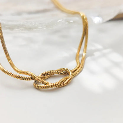 18k Gold-Plated Minimalist Knot Necklace