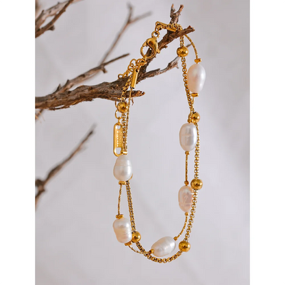 Double-Layer Pearl Bracelet – 18k Gold-Plated