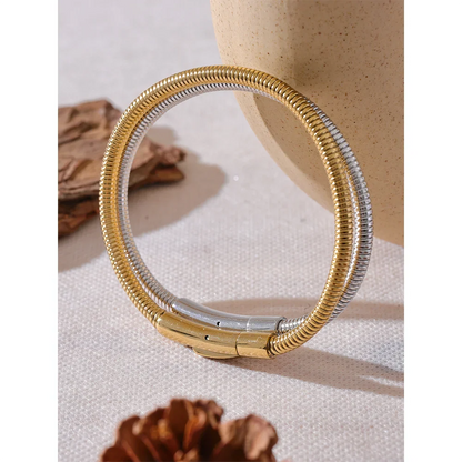 18k Gold-Plated Minimalist Circular Pattern Bracelet