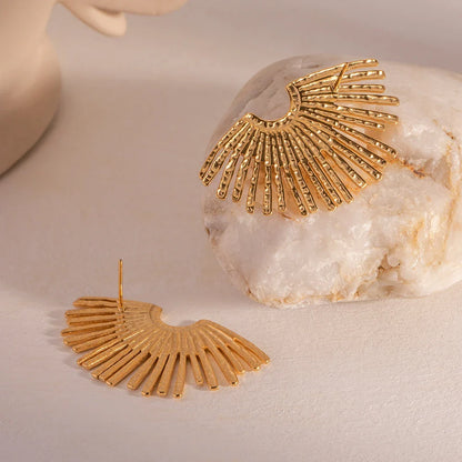 18k Gold-Plated Irregular Line Half-Hoop Earrings