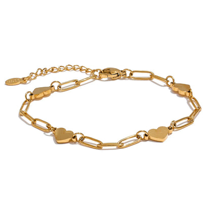 18k Gold-Plated Heart Link Chain Bracelet