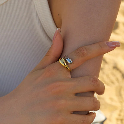 18k Gold-Plated Adjustable Double Drop Ring