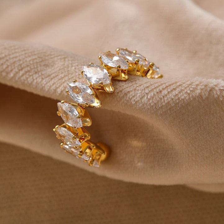 Royal Adjustable Ring in 18k Gold Plating with Cubic Zirconias