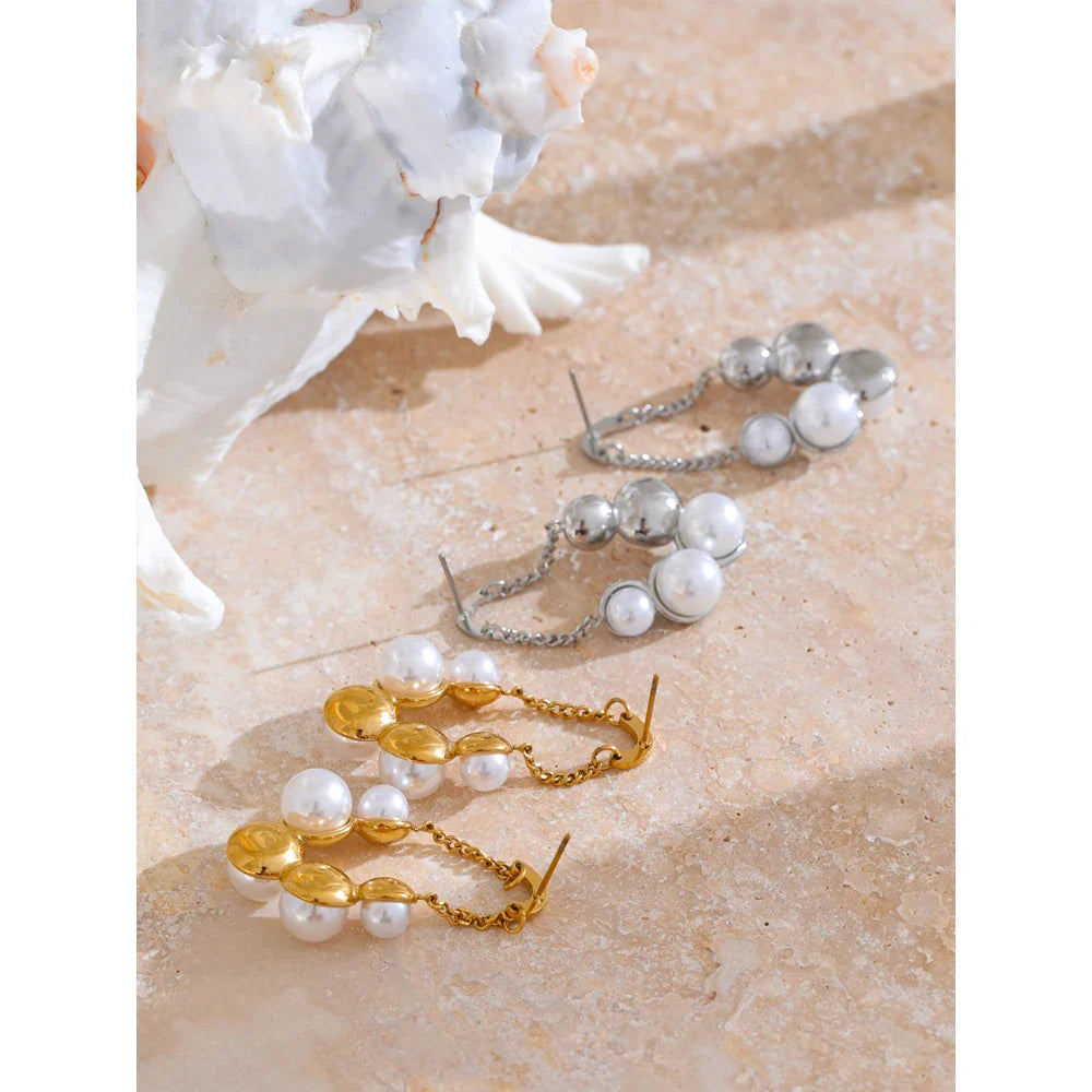 18k Gold-Plated Twisted Pearl Earrings