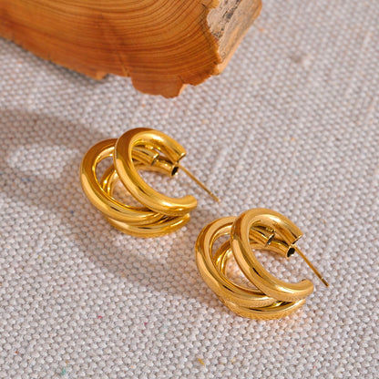 18k Gold-Plated Interlaced Multi-Hoop Earrings