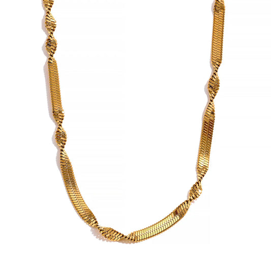18k Gold-Plated Twisted Snake Chain Necklace