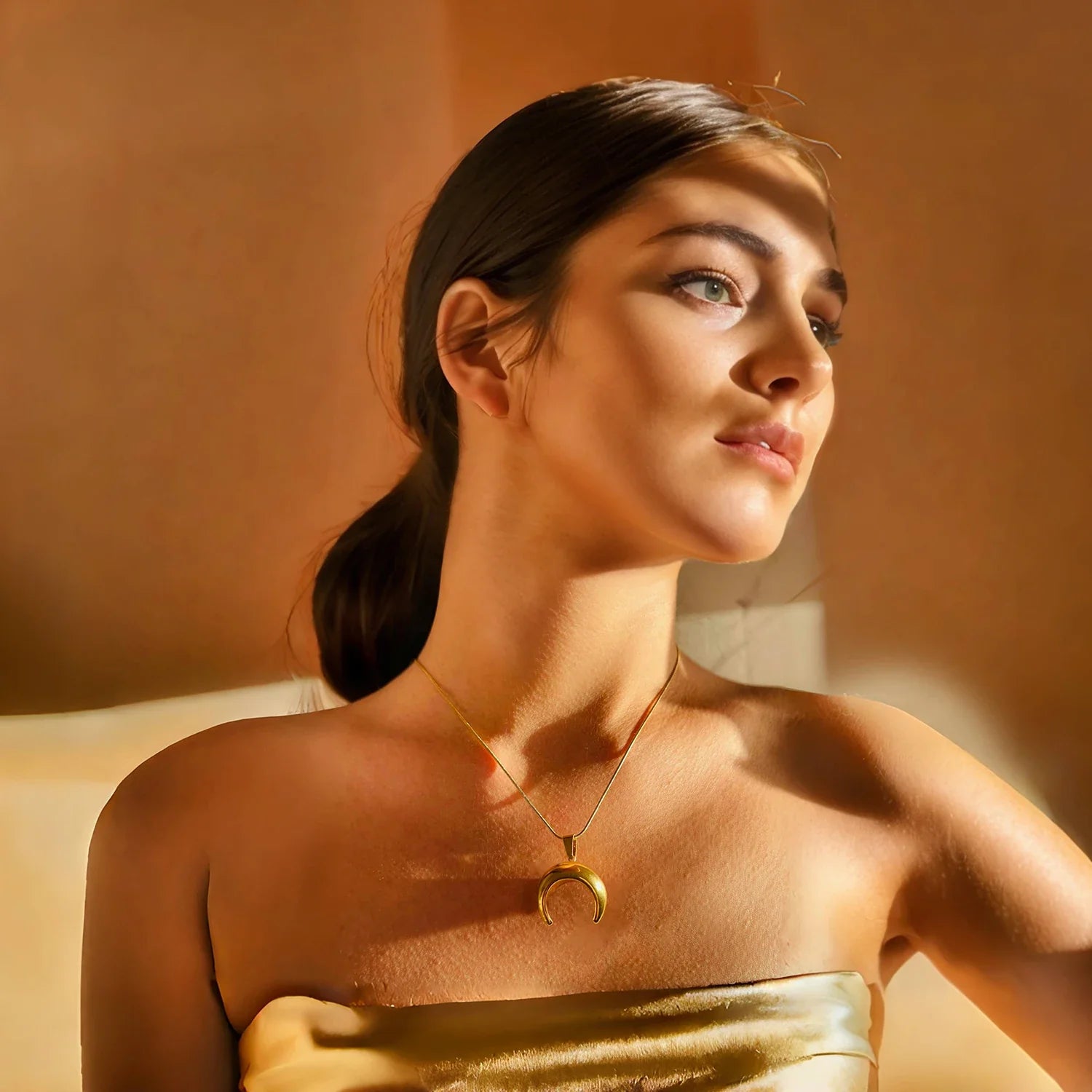 18k Gold-Plated Crescent Moon Necklace