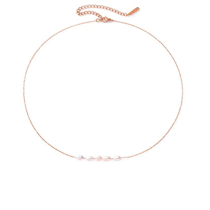 18k Gold-Plated Minimalist 5-Pearl Necklace